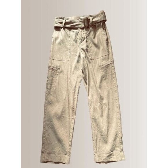 Vince Womens High-Waisted Paperbag Pants With Belt Beige Size S - Picture 6 of 12